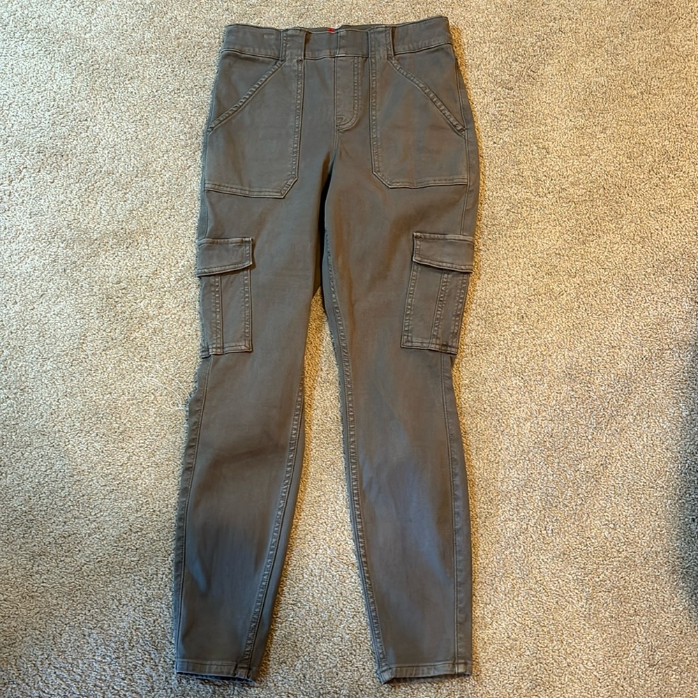Spanx compression tummy support cargo twill stretch pants utility slimming M 6